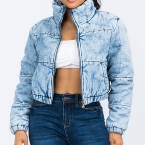 Stylish Denim Blue Puffer Jacket